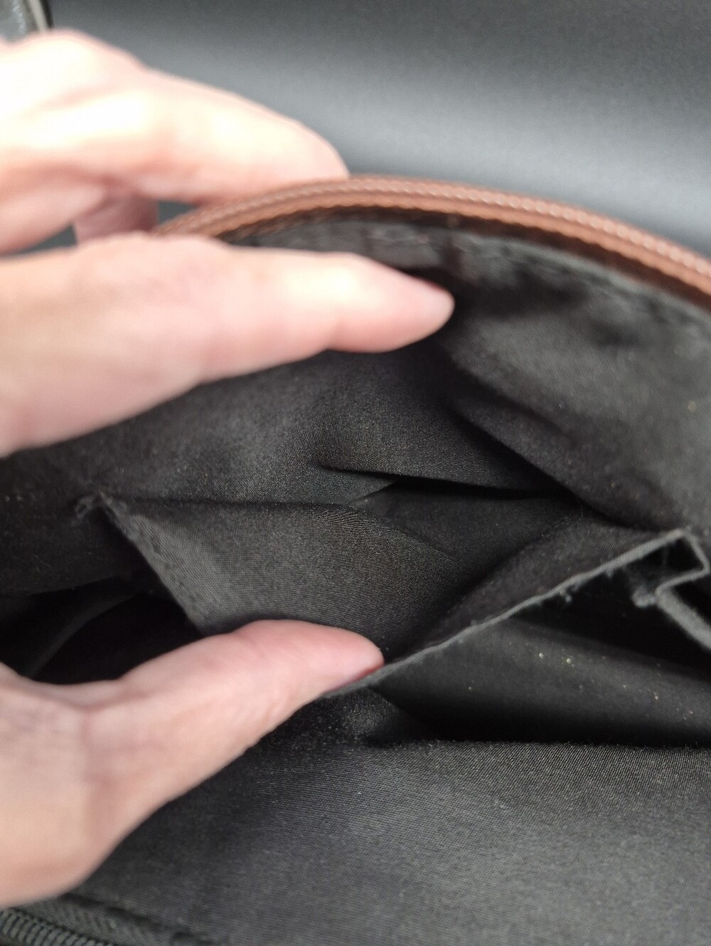 Bueno Large Two-Tone Black and Brown Structured Satchel, 13x9x5 - Picture 10 of 14